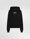 Dolce & Gabbana Jersey Hoodie With Rhinestone-detailed Dg Embellishment In Black