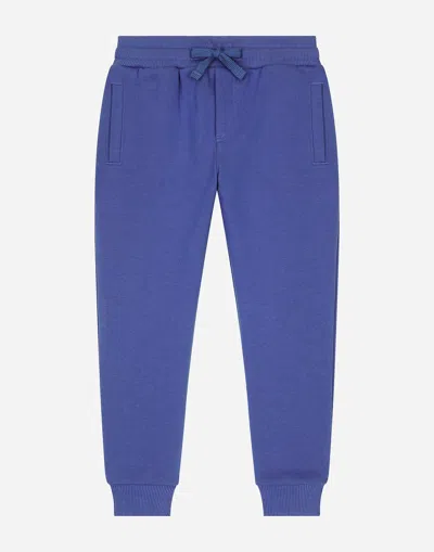 Dolce & Gabbana Jersey Joggers With Logo Tag In Azul