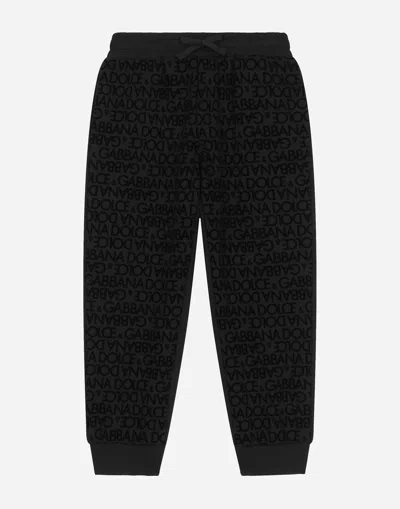 Dolce & Gabbana Jersey Jogging Pants With All-over Flocked Print In Multicolor