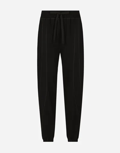 Dolce & Gabbana Jersey Jogging Pants With Print In Black