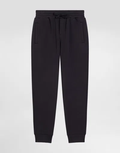 Dolce & Gabbana Jersey Jogging Pants With Logo Tag In Blue