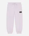 Dolce & Gabbana Jersey Jogging Pants With Logo Tag In Lilac