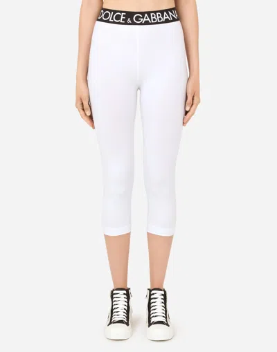 Dolce & Gabbana Jersey Leggings With Branded Elastic In White