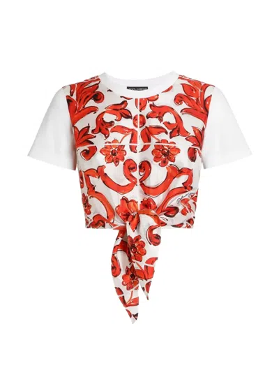 Dolce & Gabbana Jersey Majolica-print T-shirt In White