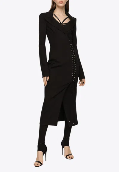 Dolce & Gabbana Jersey Midi Coat Dress In Black