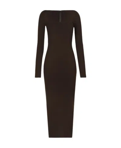 Dolce & Gabbana Dolce  Gabbana Square Neck Midi Dress In Black