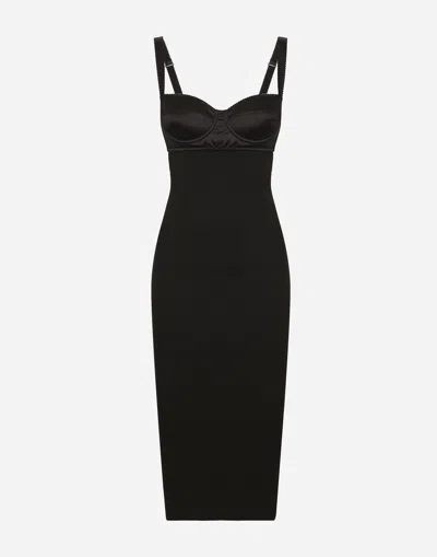 DOLCE & GABBANA JERSEY MIDI DRESS WITH CORSET-STYLE BRA TOP