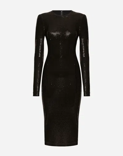 Dolce & Gabbana Sequin Embellished Midi Dress In Black