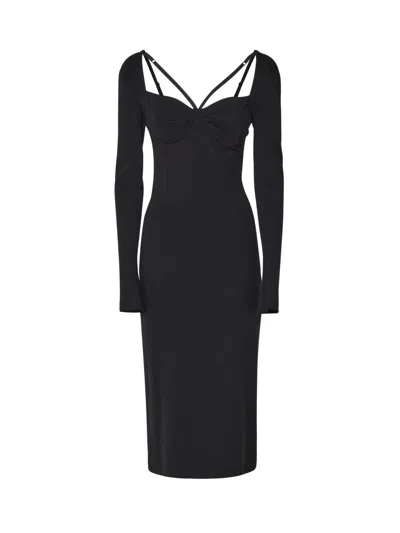 DOLCE & GABBANA JERSEY MILANO RIB CALF-LENGTH DRESS