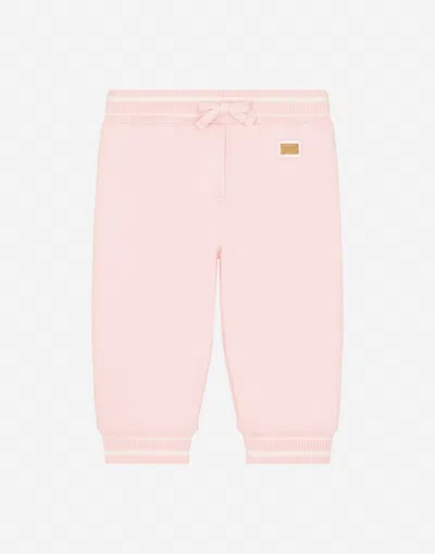 Dolce & Gabbana Babies' Jersey Trousers With Branded Tag In Pink