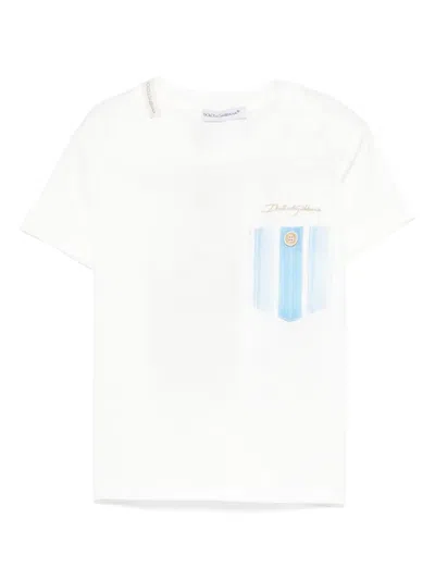 Dolce & Gabbana Babies' Jersey Pocket T-shirt In White
