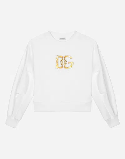 Dolce & Gabbana Kids' Round-neck Sweatshirt In White