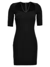Dolce & Gabbana Black Mini Dress With Short Sleeves And Neckline Detail In Viscose Blend Woman