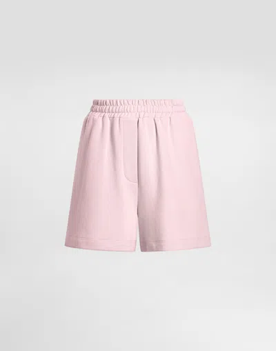 Dolce & Gabbana Jersey Shorts With Raised Dg Logo Embroidery In Pink