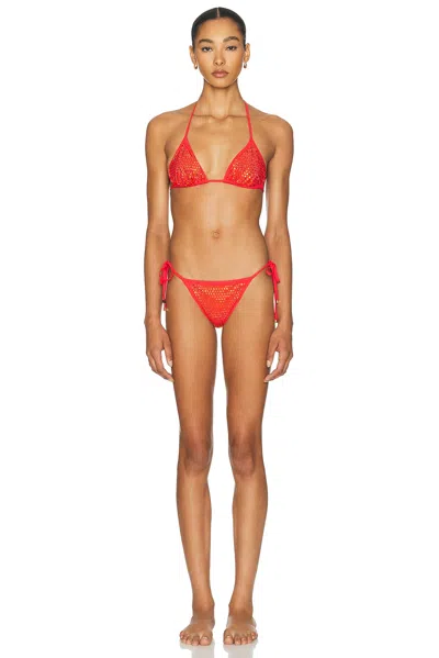 Dolce & Gabbana Jersey Strass Bikini Set In Very Dark Orange