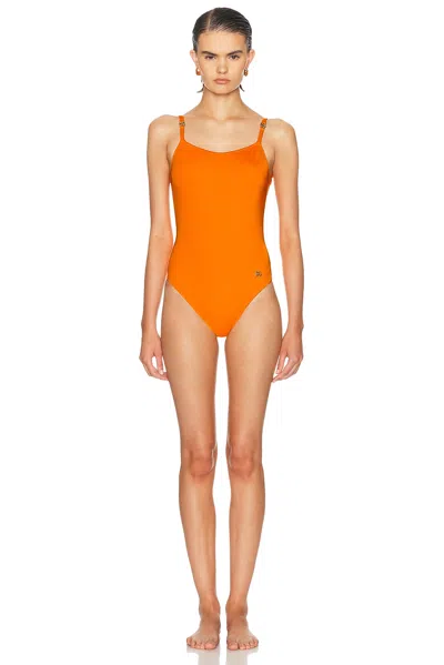 Dolce & Gabbana Jersey Stretch One Piece Swimsuit In Orange