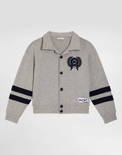 Dolce & Gabbana Jersey Sweatshirt With Dolce&gabbana Print In Gray