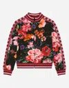 Dolce & Gabbana Jersey Sweatshirt With Floral Print Over A Black Background In Print