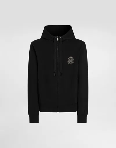 Dolce & Gabbana Jersey Sweatshirt With Heraldic Patch In Black