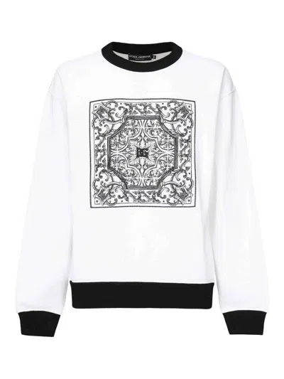 Dolce & Gabbana Jersey Sweatshirt With Print In White