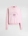 Shop Dolce & Gabbana Jersey Sweatshirt With Raised Dg Embroidery In Pink