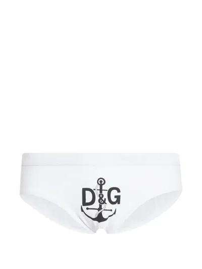 Dolce & Gabbana Jersey Swim Briefs In White