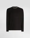 Dolce & Gabbana Contrast-trim Long-sleeve T-shirt In Black