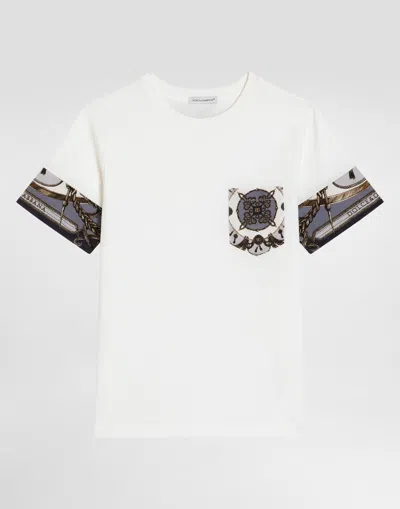 Dolce & Gabbana Kids' Jersey T-shirt With Cargo-print Details In White