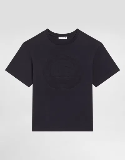 Dolce & Gabbana Jersey T-shirt With Dg Embossed Logo In Blue