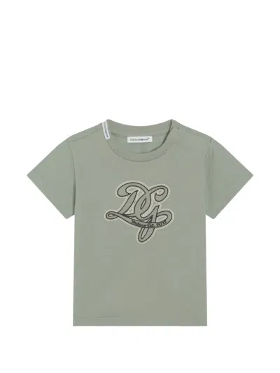 Dolce & Gabbana Babies' Jersey T-shirt With Dg Embroidery In Green