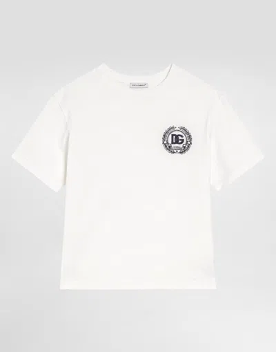 Dolce & Gabbana Jersey T-shirt With Dg Embroidery In White