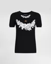 Dolce & Gabbana Jersey T-shirt With Dg Logo And Lace Details In Black
