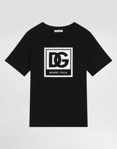 Dolce & Gabbana Kids' Jersey T-shirt With Dg Logo In Black