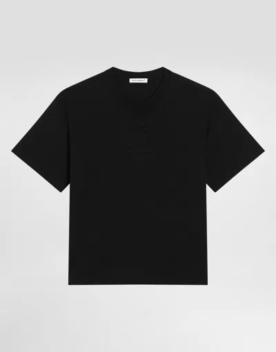 Dolce & Gabbana Logo Cotton Jersey T-shirt In Black