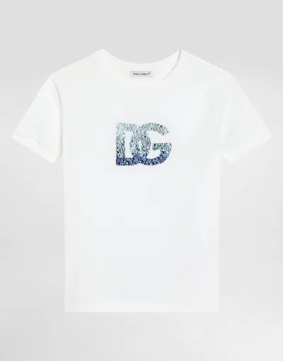Dolce & Gabbana Jersey T-shirt With Dg Logo In Multicolor