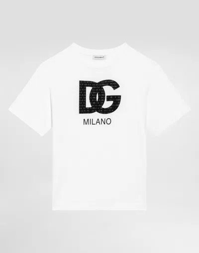 Dolce & Gabbana Kids' Jersey T-shirt With Dg Logo Print