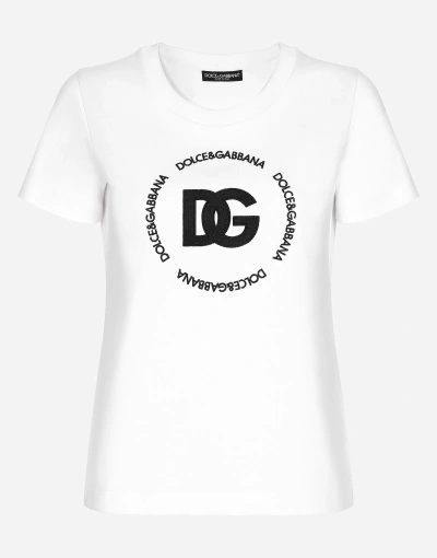 Dolce & Gabbana Jersey T-shirt With Dg Logo In White