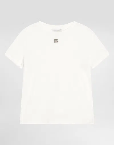 Dolce & Gabbana Jersey T-shirt With Dg Logo In White