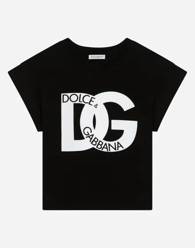 Dolce & Gabbana Jersey T-shirt With Dg Maxi-logo In Black