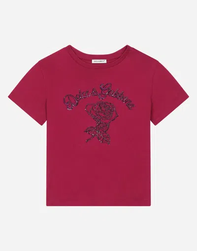 Dolce & Gabbana T-shirt Manica Corta In Bordeaux