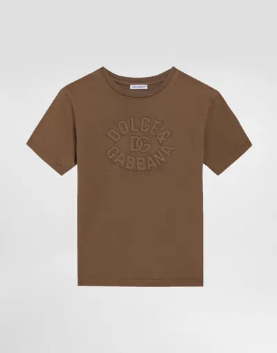 Dolce & Gabbana Jersey T-shirt With Dolce&gabbana Logo In Brown