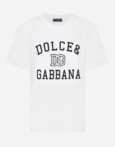 DOLCE & GABBANA JERSEY T-SHIRT WITH DOLCE&GABBANA LOGO EMBROIDERY AND LETTERING