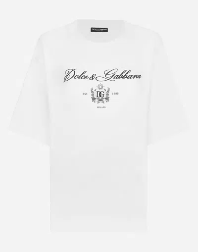 Dolce & Gabbana Monogram Embroidered Crewneck T-shirt In White