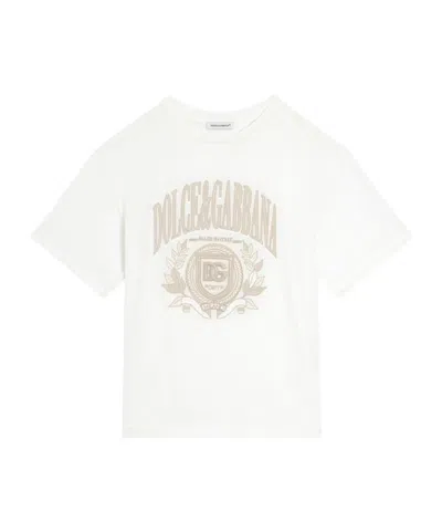 Dolce & Gabbana Jersey T-shirt With Dolcegabbana Logo In White