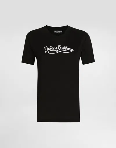 Dolce & Gabbana Jersey T-shirt With Embroidery In Black