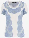 Dolce & Gabbana Jersey T-shirt With Lace Inserts And Dg Logo In White