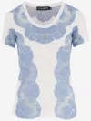 Dolce & Gabbana Jersey T-shirt With Lace Inserts And Dg Logo In White
