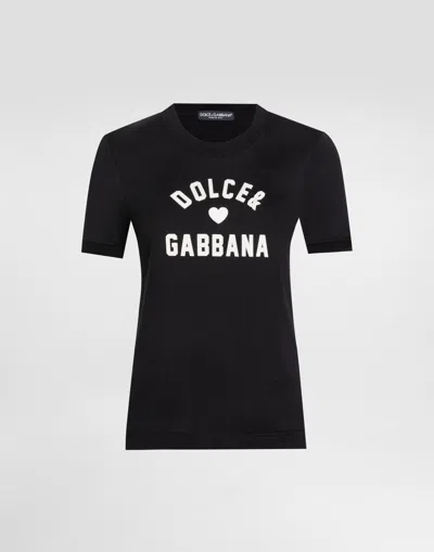 Dolce & Gabbana Jersey T-shirt With Lettering Patch In Black