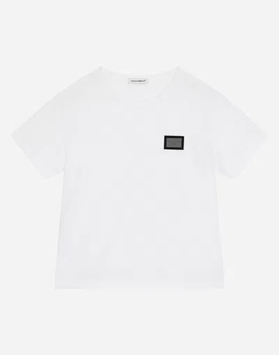 Dolce & Gabbana Jersey T-shirt With Logo Tag In White