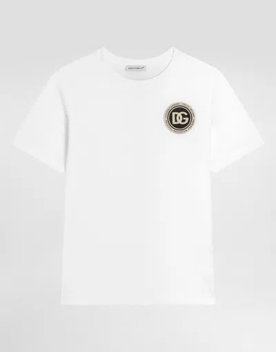 Dolce & Gabbana Kids' Jersey T-shirt With Patch In White